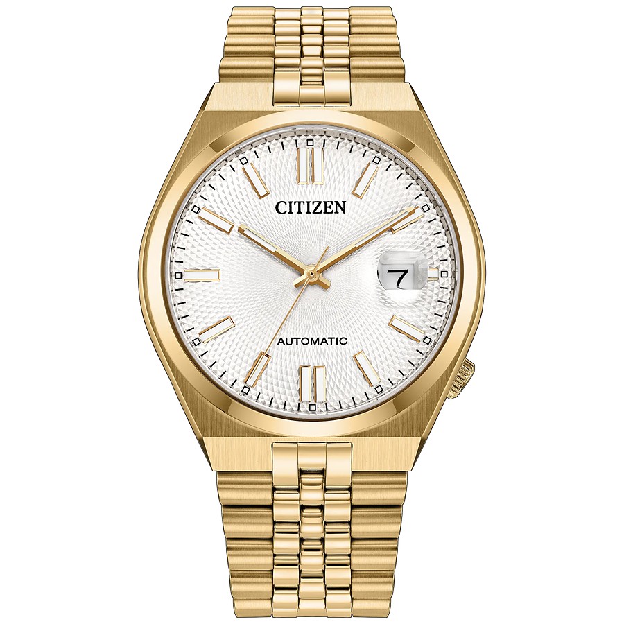 Citizen Automatic Herrenuhr in Gold mit strukturiertem Zifferblatt bei Juwelier bouz