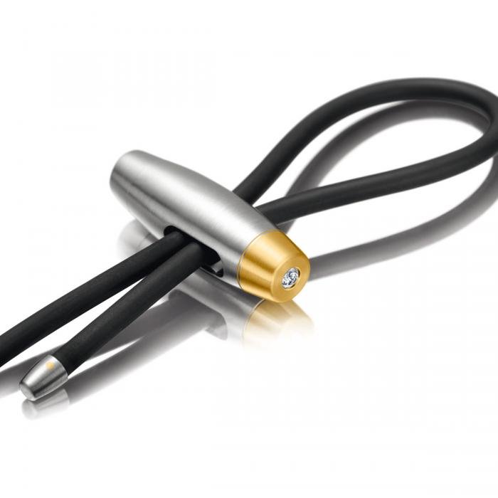 Meisterschmuck Herren-Lederanhaenger mit Stahl und Gold bei Juwelier bouz
