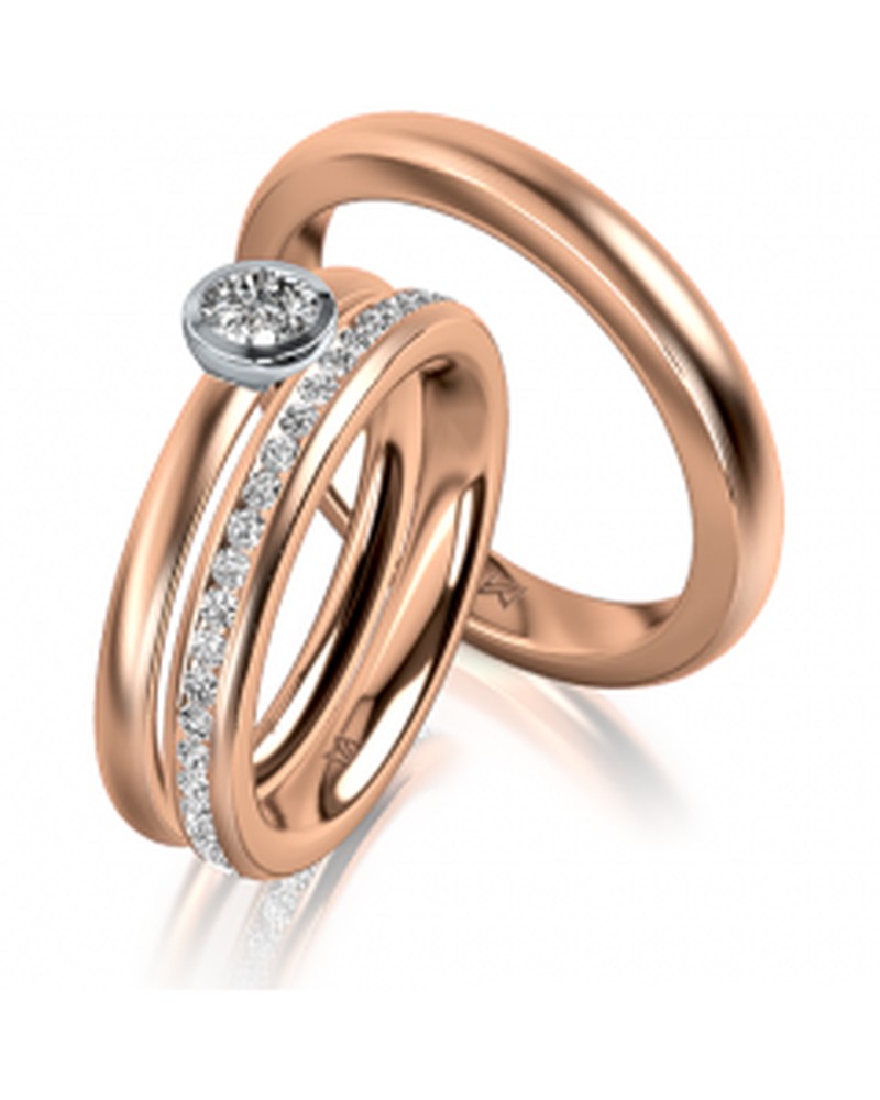 Meisterschmuck Verlobungsring in Rotgold und Platin bei Juwelier bouz