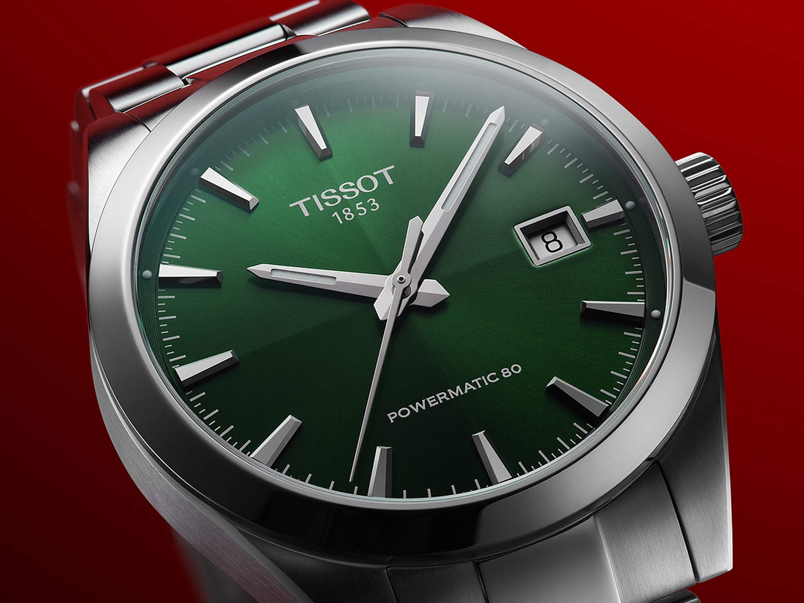 Tissot Gentleman mit grünem Zifferblatt Detailansicht bei Juwelier bouz