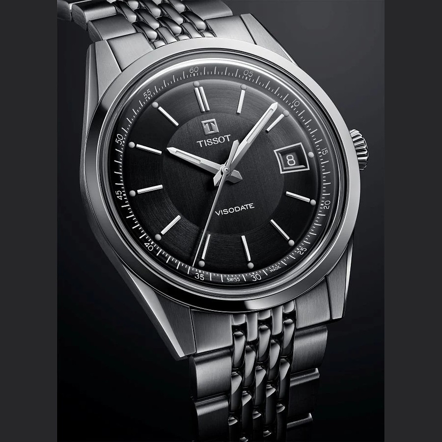 Tissot Visodate Herrenuhr mit schwarzem Zifferblatt bei Juwelier bouz