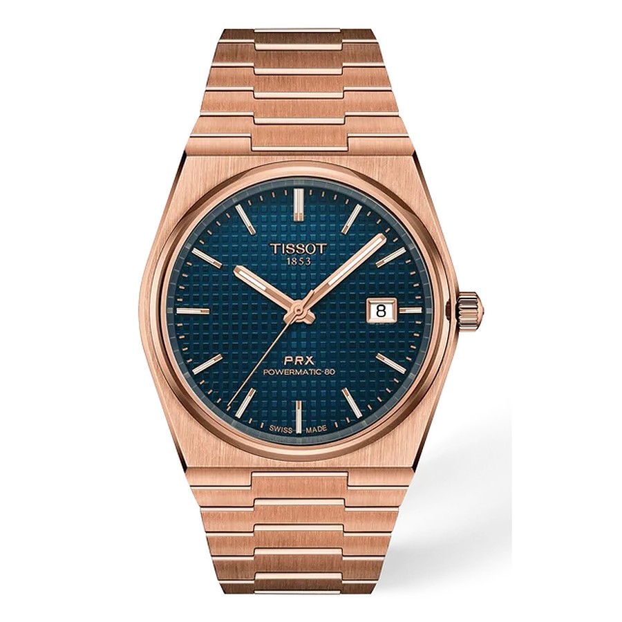 Tissot PRX Powermatic 80 in Roségold mit blauem Zifferblatt bei Juwelier bouz